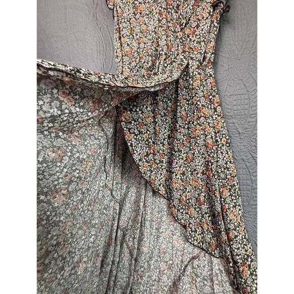 Grecerelle Brown Floral Flutter Sleeve Maxi Dress Size M - Picture 4 of 9